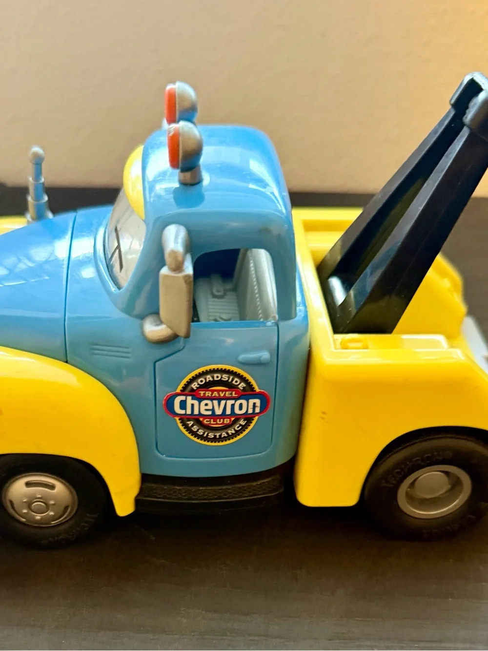 Vintage Chevron Cars Pickup Truck & Roadside Tow Truck Toy Lot of 2